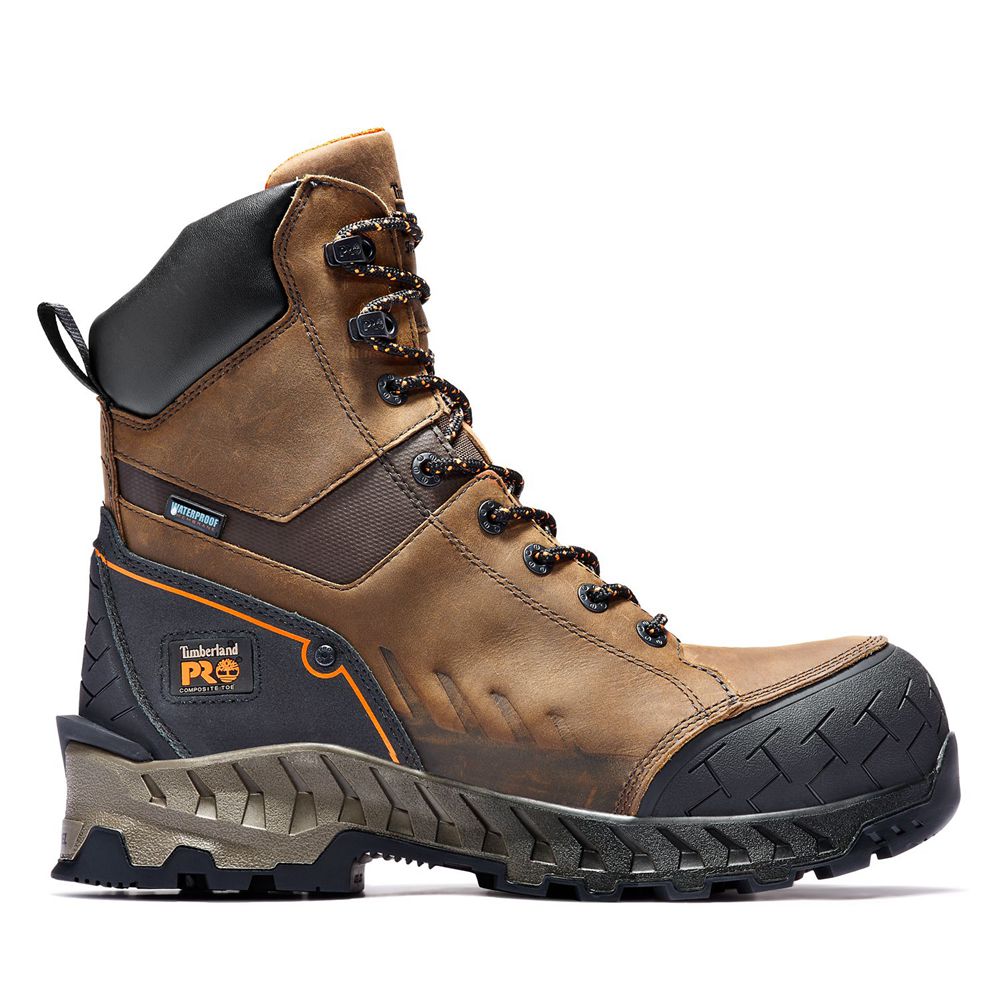 Bocanci Pro Timberland Barbati Maro/Negrii - Work Summit 8-Inch Waterproof Composite-Toe Work - Roma